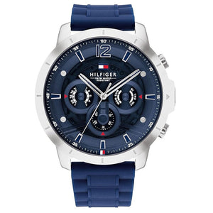 Tommy Hilfiger Luca Chronograph Blue Dial Blue Silicone Strap Watch For Men - 1710489