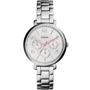 Fossil Jacqueline Multifunction White Dial Silver Steel Strap Watch for Women - ES3738