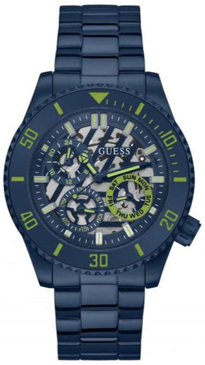 Guess Axle Multifunction Navy Blue Dial Blue Steel Strap Watch For Men - GW0488G4