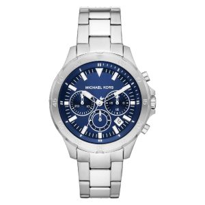 Michael Kors Grayson Chronograph Blue Dial Silver Steel Strap Watch For Men - MK9107