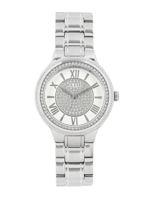 Guess Madison Diamonds Silver Dial Silver Steel Strap Watch for Women - W0637L1