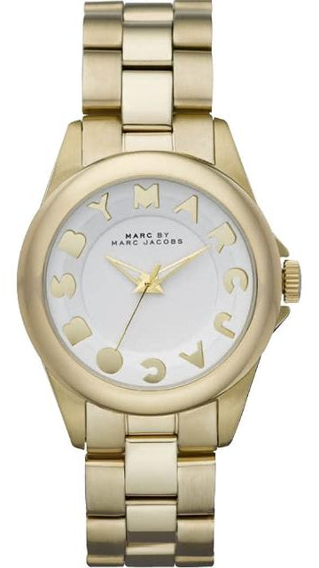 Marc Jacobs Rivera White Dial Gold Steel Strap Watch for Women - MBM3134