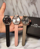 Coach Delancey White Dial Pink Leather Strap Watch for Women - 14502799