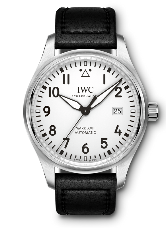 IWC Pilot's Watch Mark XVIII White Dial Black Leather Strap Watch for Men - IW327002