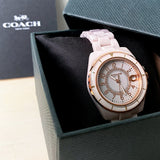 Coach Preston Pink Dial Pink Steel Strap Watch for Women - 14503463