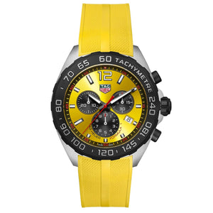 Tag Heuer Formula 1 Chronograph Yellow Dial Yellow Rubber Strap Watch for Men - CAZ101AM.FT8054