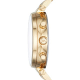 Michael Kors Sawyer White Dial Gold Steel Strap Watch for Women - MK6362