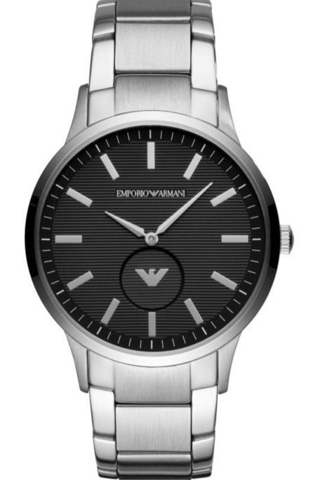 Emporio Armani Renato Quartz Black Dial Silver Steel Strap Watch For Men - AR11118