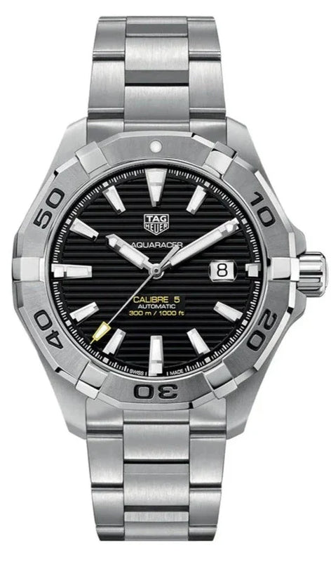 Tag Heuer Aquaracer Automatic Black Dial Silver Steel Strap Watch for Men - WAY2010.BA0927