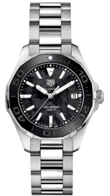Tag Heuer Aquaracer Quartz Black Dial Silver Steel Strap Watch for Women - WAY131K.BA0748