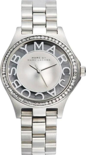 Marc Jacobs Henry Transparent Silver Dial Silver Steel Strap Watch for Women - MBM3337