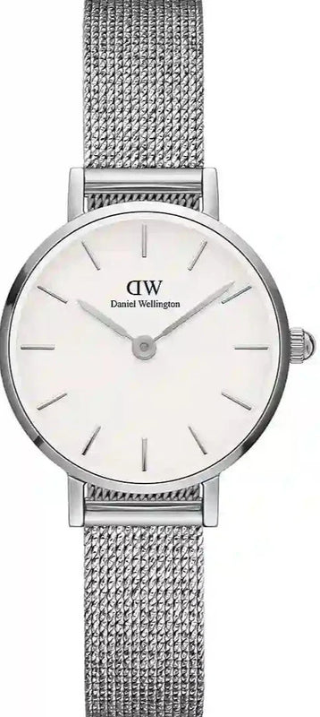 Daniel Wellington Classic Petite Sterling White Dial Silver Mesh Bracelet Watch for Women - DW00100442