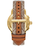 Tory Burch The Tory Chronograph White Dial Maroon Jacquard Strap Watch for Women - TBW1050