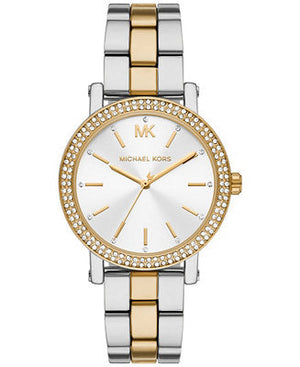 Michael Kors Corey Analog Silver Dial Two Tone Steel Strap Watch for Women - MK7348