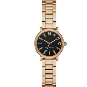 Marc Jacobs Roxy Black Dial Rose Gold Steel Strap Watch for Women - MJ3569