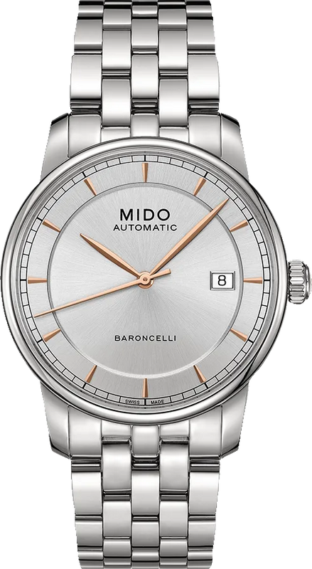 Mido Baroncelli III Automatic Silver Dial Silver Steel Strap Watch For Women - M7600.4.10.1