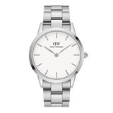 Daniel Wellington Iconic Link White Dial Silver Steel Strap Watch For Women - DW00100205