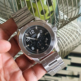 Fossil Modern Machine Black Dial Silver Steel Strap Watch for Men - FS4926