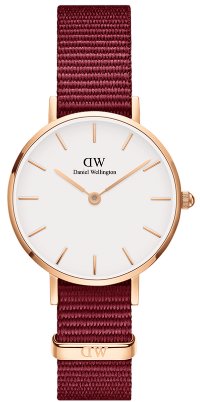Daniel Wellington Roselyn 3A Petite White Dial Red NATO Strap Watch For Women - DW00100293
