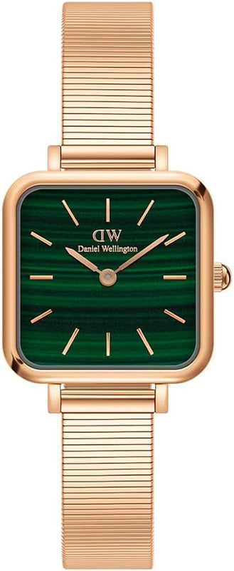 Daniel Wellington Quadro Studio Green Dial Rose Gold Mesh Strap Watch For Women - DW00100520