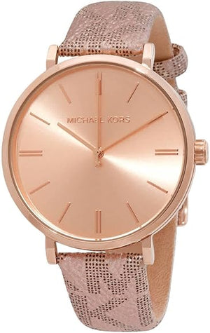Michael Kors Addyson Quartz Rose Gold Dial Pink Leather Strap Watch for Women - MK2953