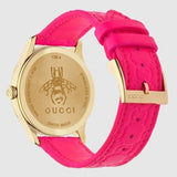 Gucci G Timeless Quartz Pink Dial Pink Leather Strap Watch For Women - YA1264115