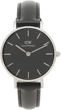 Daniel Wellington Classic Petite Sheffield Black Dial Black Leather Strap Watch For Women - DW00100236