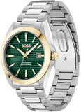 Hugo Boss Strike Green Dial Silver Steel Strap Watch for Men - 1514173