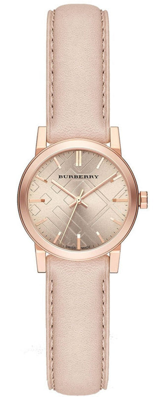 Burberry The City Gold Dial Beige Leather Strap Watch for Women - BU9210