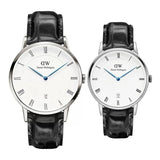 Daniel Wellington Dapper Reading Quartz White Dial Black Leather Strap Watch For Women - DW00100117