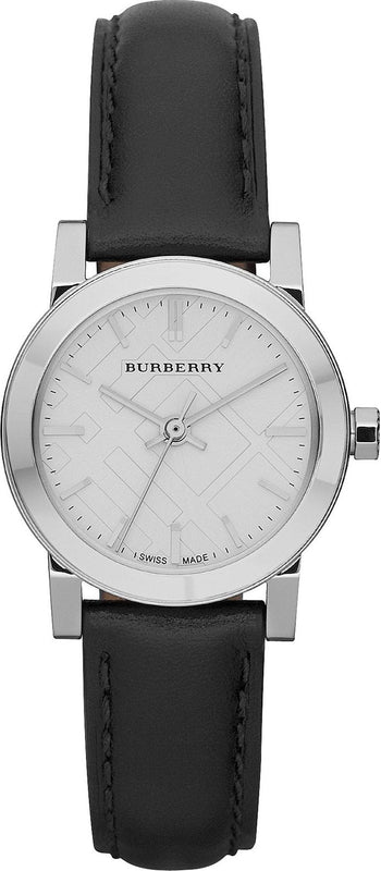 Burberry The City White Dial Black Leather Strap Watch for Women - BU9206
