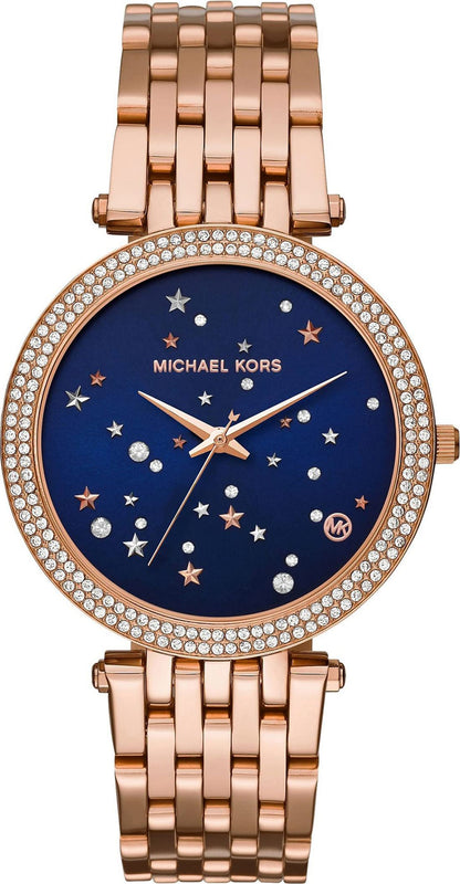 Michael Kors Darci Blue Dial Rose Gold Steel Strap Watch for Women - MK3728