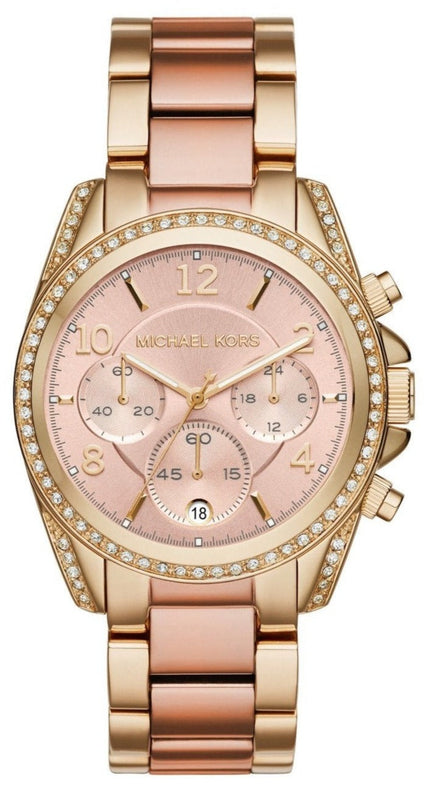 Michael Kors Blair Chronograph Rose Gold Dial Two Tone Steel Strap Watch for Women - MK6316
