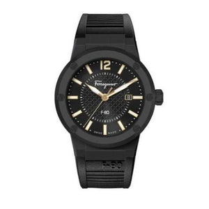 Salvatore Ferragamo F-80 Classic Black Dial Black Rubber Strap Watch for Men - SFHY01622