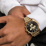Nixon Sentry Chrono Black Dial Gold Steel Strap Watch for Men - A386-510