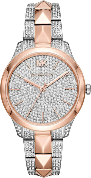 Michael Kors Runway Mercer Crystals Silver Dial Two Tone Steel Strap Watch For Women - MK6716