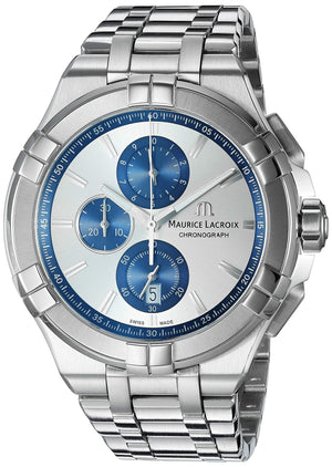 Maurice Lacroix Aikon Chronograph Silver Dial Silver Steel Strap Watch for Men - AI1018-SS002-131-1