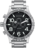 Nixon 51-30 Chrono Black Dial Silver Steel Strap Watch for Men - A083-000