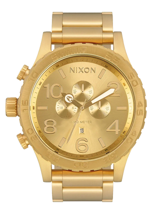Nixon 51-30 Chronograph Gold Dial Gold Steel Strap Watch for Men - A083-502