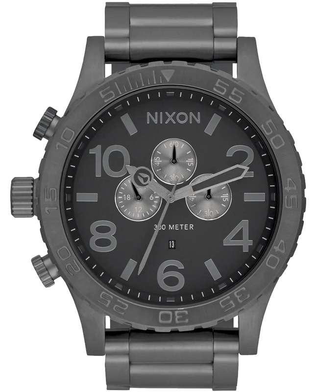 Nixon 51-30 Chronograph Grey Dial Grey Steel Strap Watch for Men - A083-1062