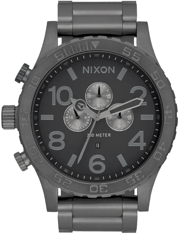 Nixon 51-30 Chrono Gunmetal Dial Gunmetal Steel Strap Watch for Men - A083-632