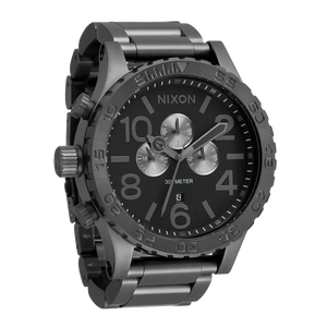 Nixon 51-30 Chronograph Grey Dial Grey Steel Strap Watch for Men - A083-1062