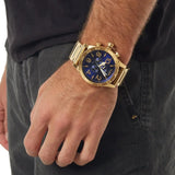 Nixon 51-30 Chrono Blue Dial Gold Steel Strap Watch for Men - A083-2735