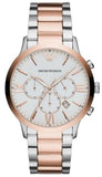 Emporio Armani Giovanni Chronograph Quartz White Dial Two Tone Steel Strap Watch For Men - AR11209