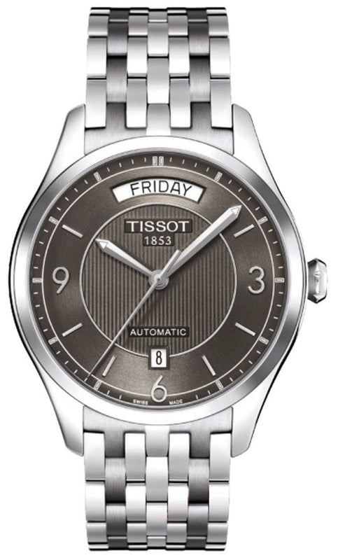 Tissot T Classic T One Automatic Grey Dial Silver Steel Strap Watch For Men - T038.430.11.067.00