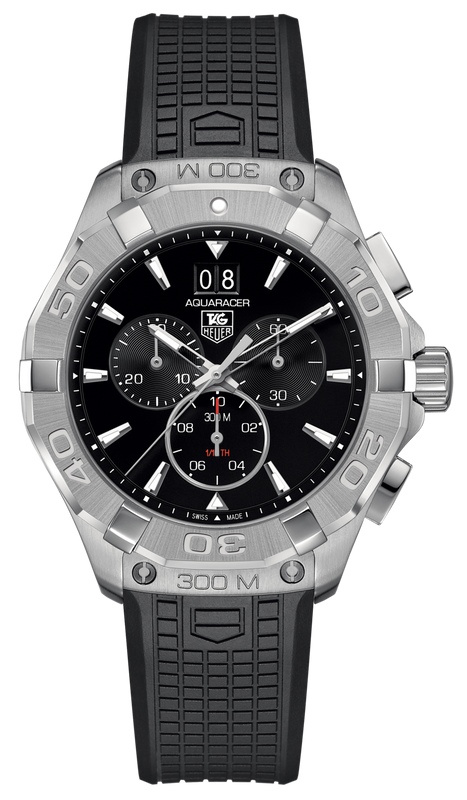 Tag Heuer Aquaracer Chronograph Black Dial Black Rubber Strap Watch for Men - CAY1110.FT6041