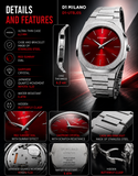 D1 Milano Ultra Thin Red Dial Silver Steel Strap Watch for Men - D1-UTBJ05
