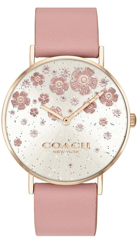 Coach Perry Silver Dial Pink Leather Strap Watch For Women - 14503325