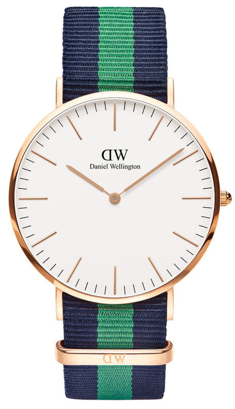 Daniel Wellington Classic Warwick White Dial Two Tone Nylon Strap Watch for Men - DW00100005