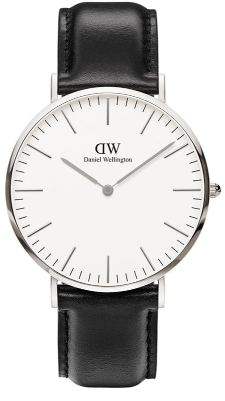 Daniel Wellington Classic Sheffield White Dial Black Leather Strap Watch For Men - DW0010003120